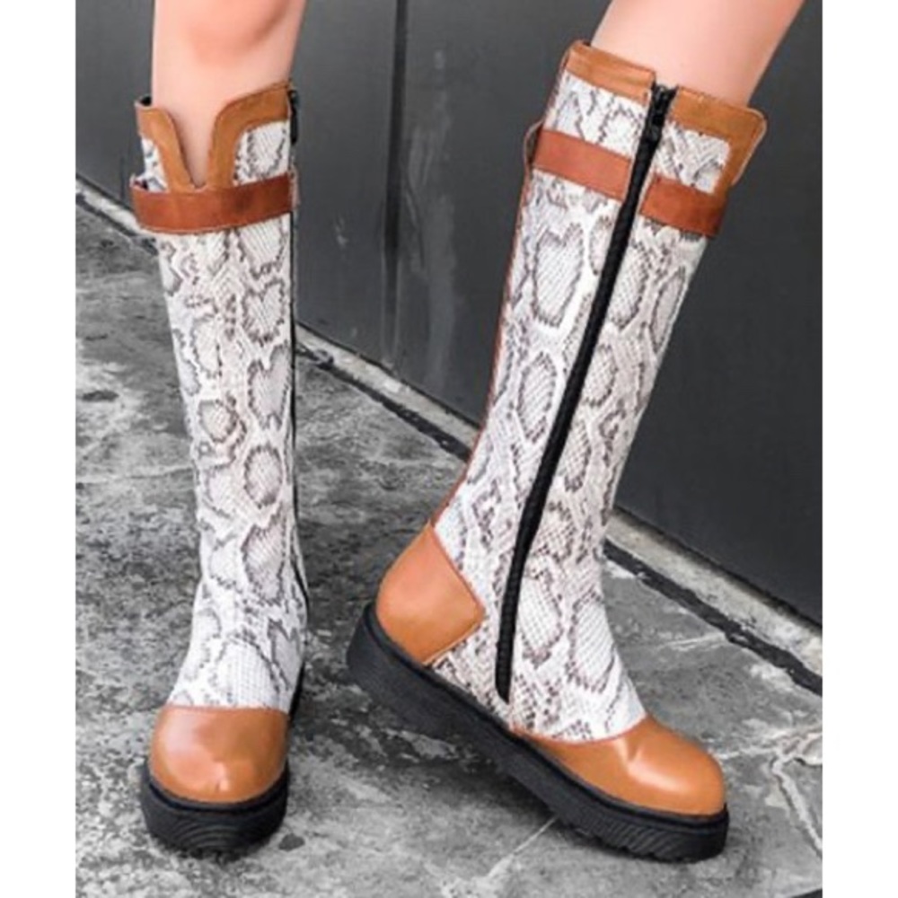 NWT Faux Leather Snake-Embossed Boot, Sz. 8.5 - Picture 2 of 4